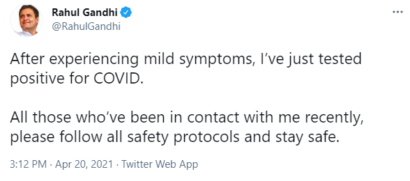 Rahul Gandhi COVID-19 pos