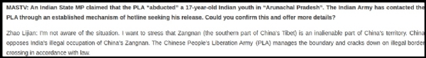 'Unaware' China calls Indian youth's abduction a 'crackdown on illegal entry & exit' 