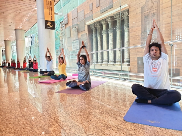Psychological health benefits of yoga rooms at Indian airports