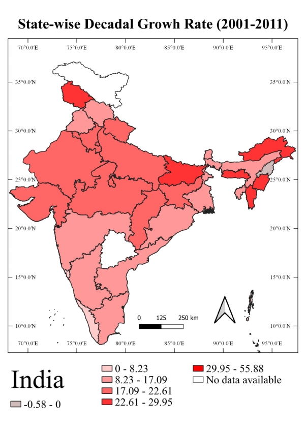 State-wise decadal growth rate