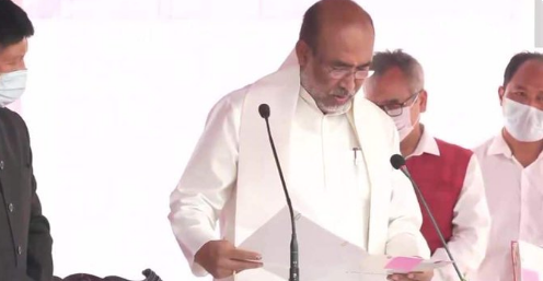 N Biren Singh takes oath as the CM of Manipur