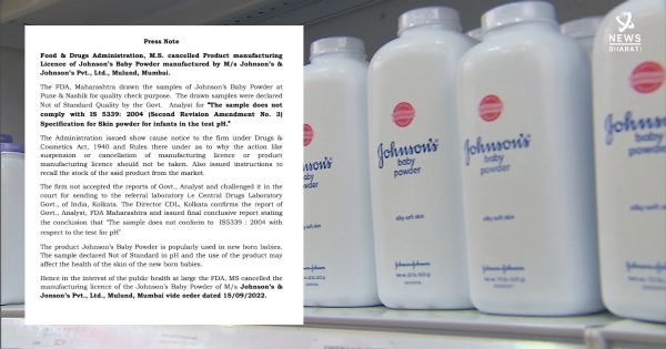 Maharashtra FDA cancels Johnson baby powder production license