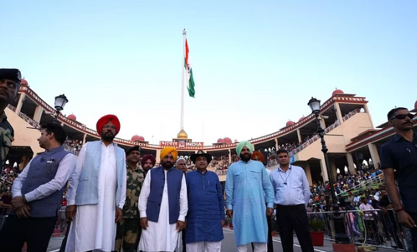 feet high national flag at Attari-Wagah border