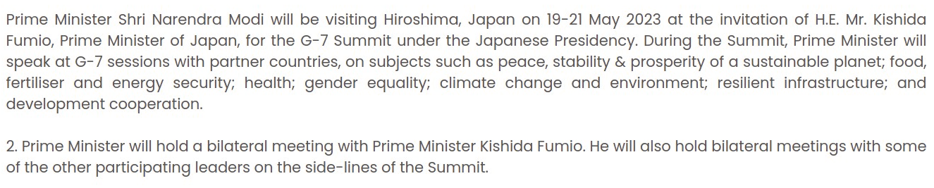 Modi's visit to Hiroshima