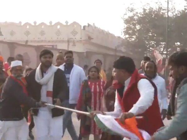 congress flag damaged ram mandir ayodhya