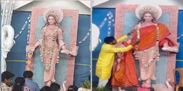 ABVP stages protest over 'Vulgarity' of Goddess Saraswati idol in Tripura
