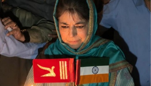 PDP's Mehbooba insults India's national flag, holds it upside down during sit-in against Article 370